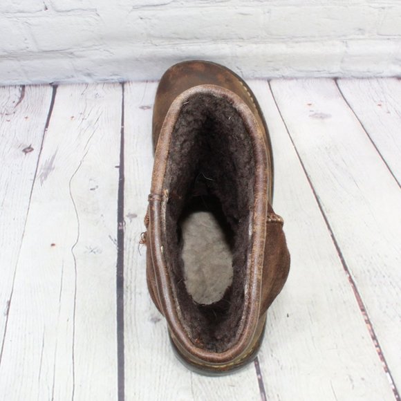 UGG Brown Leather Suede Sheepskin Lined Winter Boots Size 10 - Picture 7 of 9